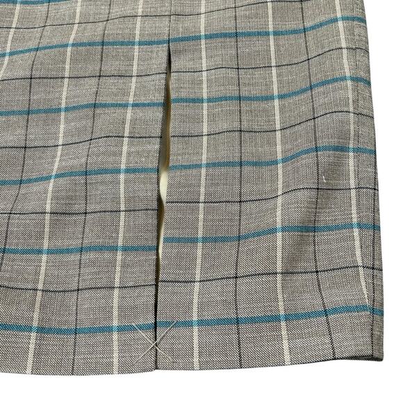 Tahari ASL Plaid Skirt Womens Size 18 Tan Black Turquoise Lined Career Work NWT - Picture 3 of 12